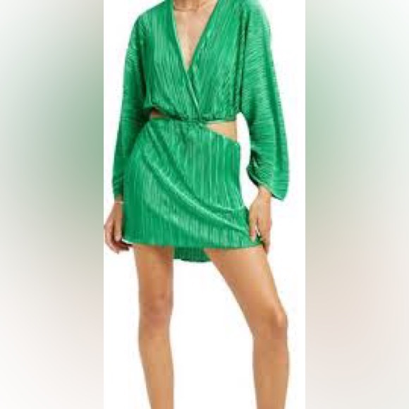 NWT Good American Plissé Sculpted Dress Summer Green Size 3/4 (US L/XL) - Picture 3 of 8
